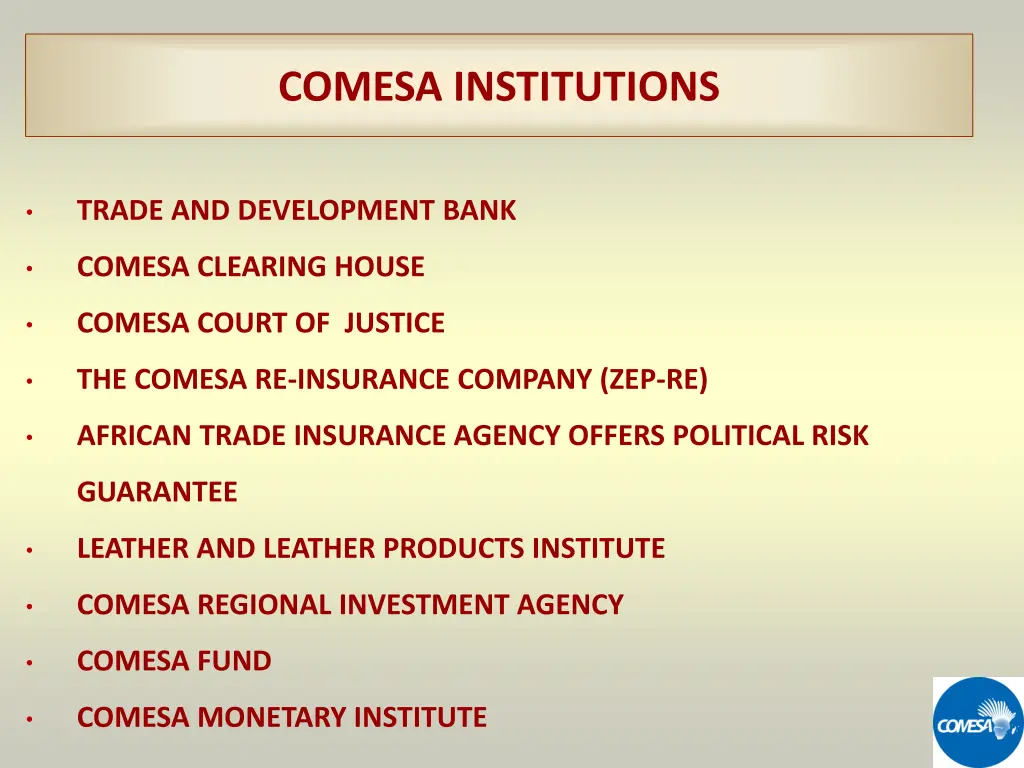 comesa institutions