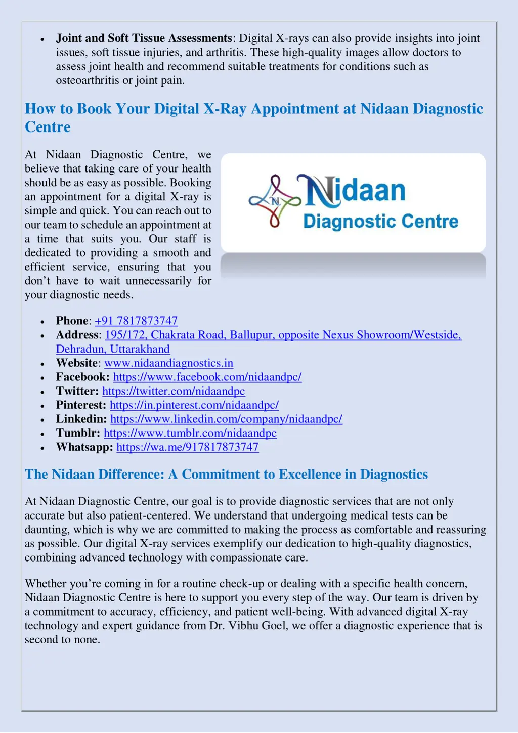 joint and soft tissue assessments digital x rays