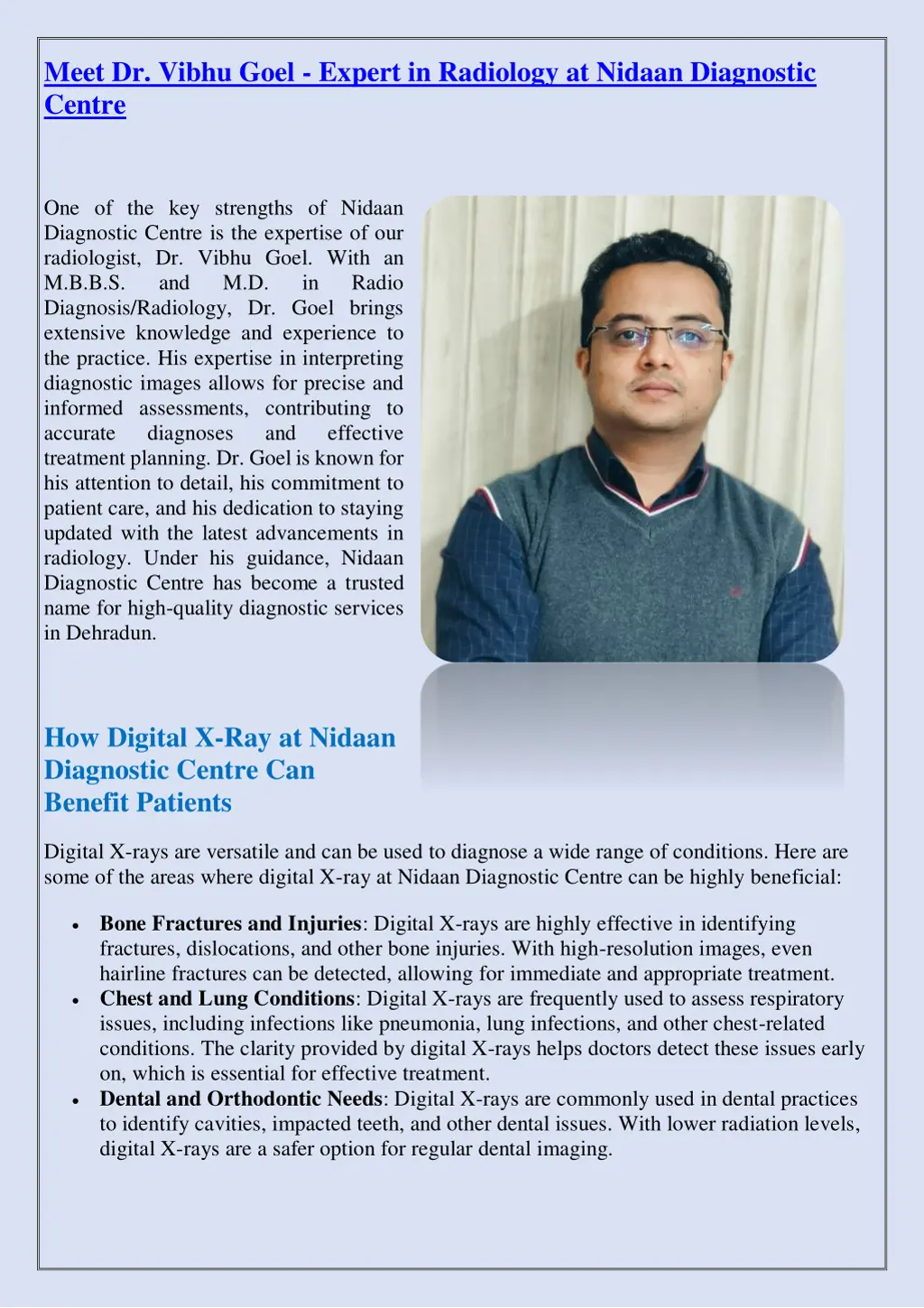 meet dr vibhu goel expert in radiology at nidaan