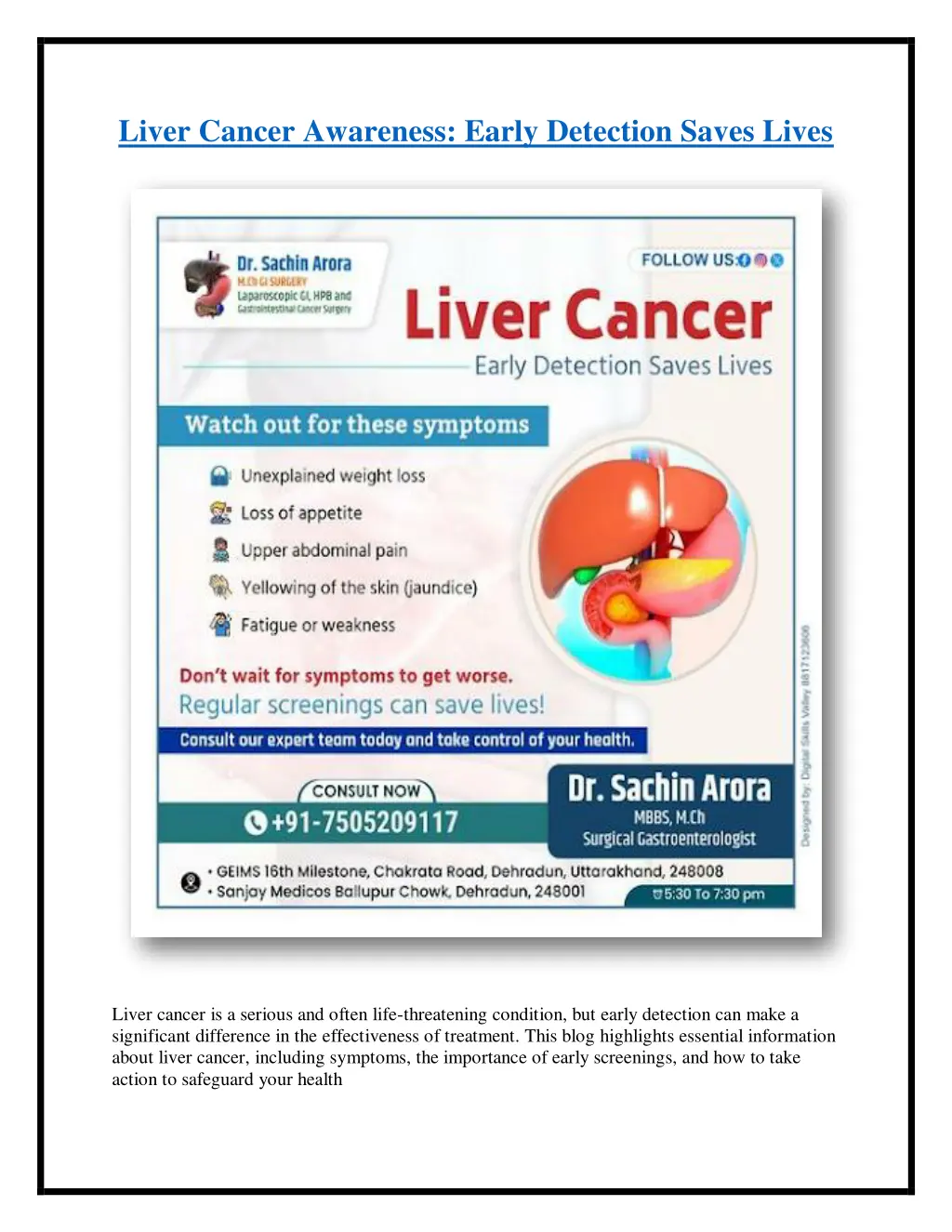 liver cancer awareness early detection saves lives 1