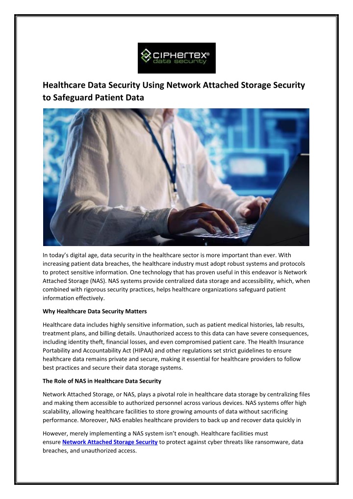 healthcare data security using network attached