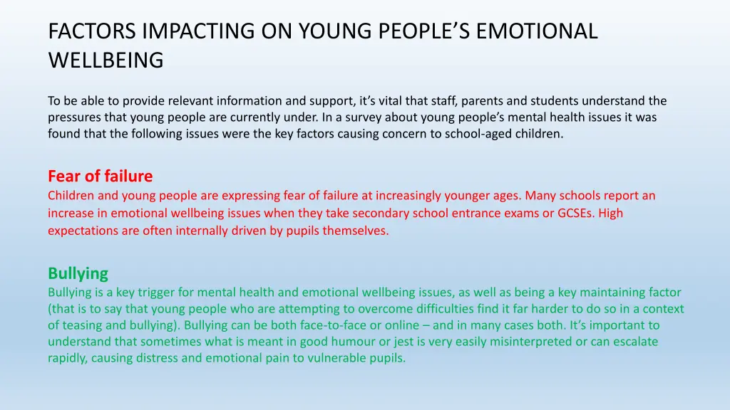 factors impacting on young people s emotional