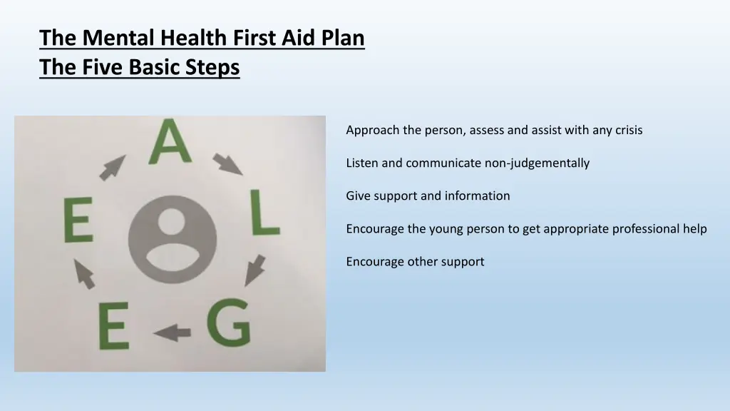 the mental health first aid plan the five basic