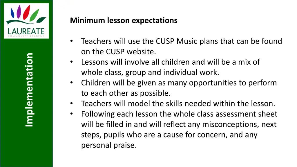 minimum lesson expectations