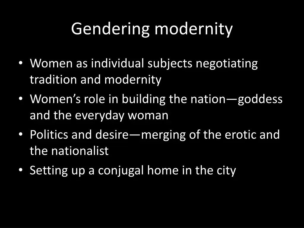 gendering modernity