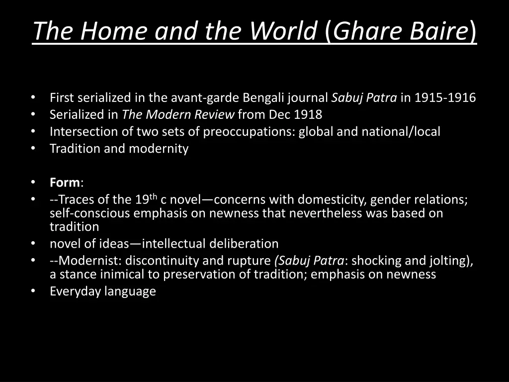 the home and the world ghare baire