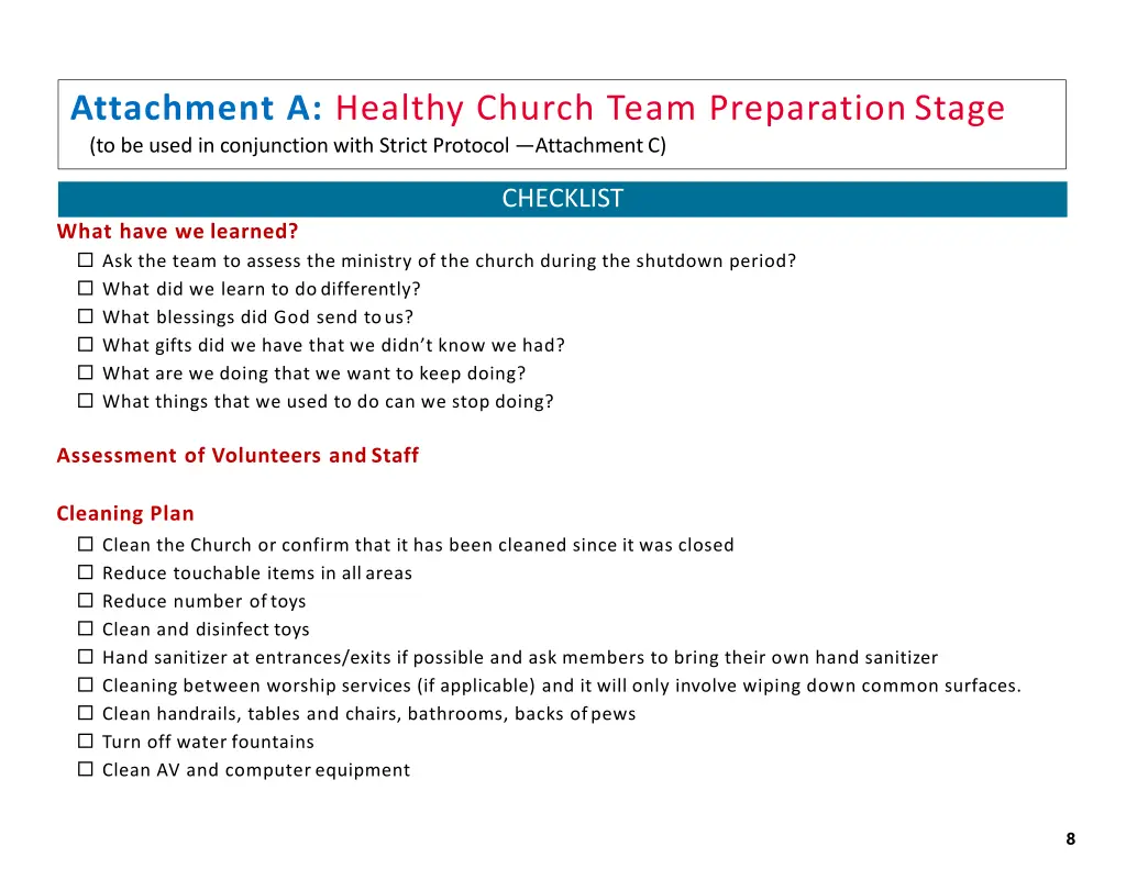 attachment a healthy church team preparation