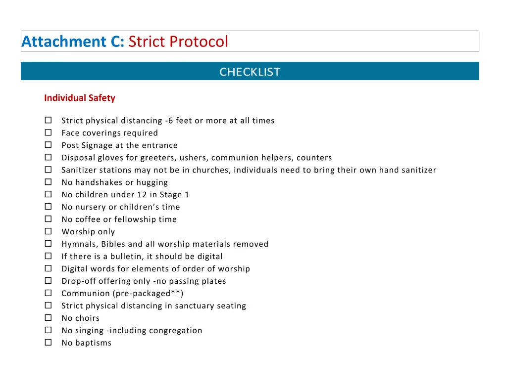 attachment c strict protocol