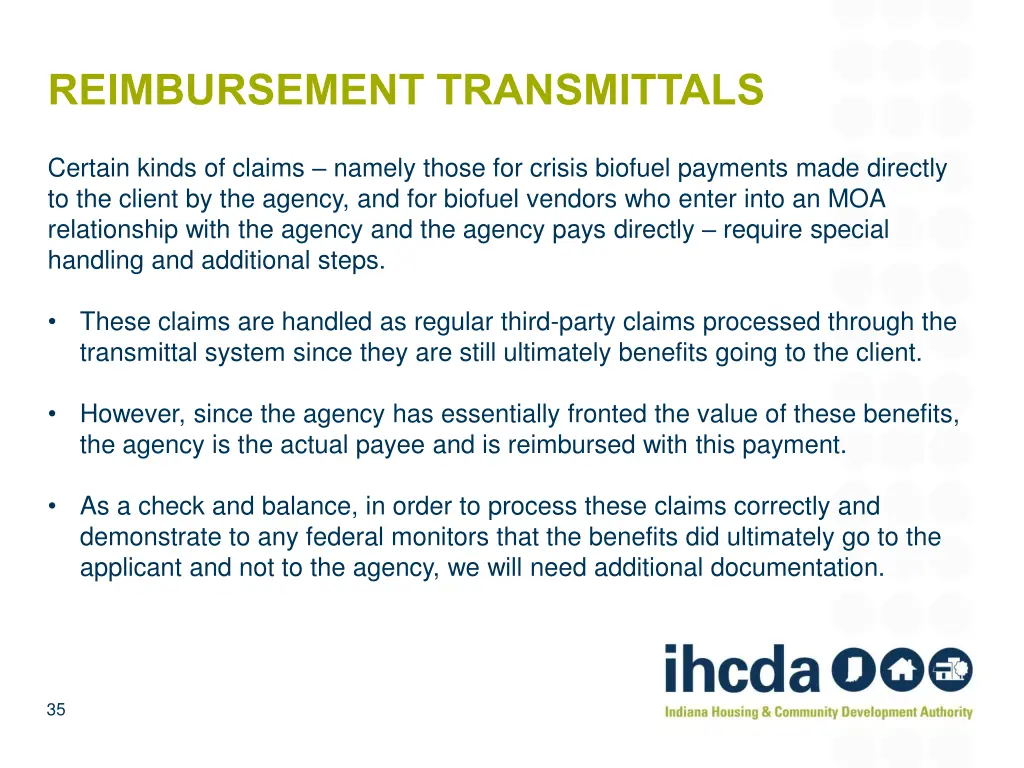 reimbursement transmittals