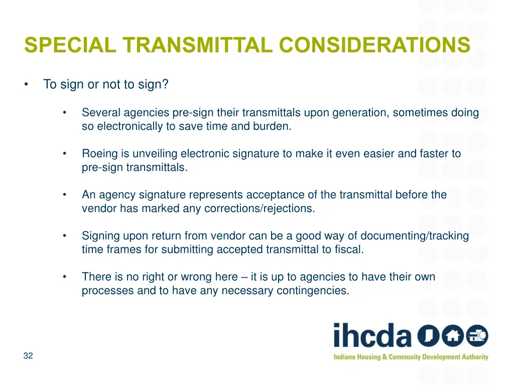 special transmittal considerations 1