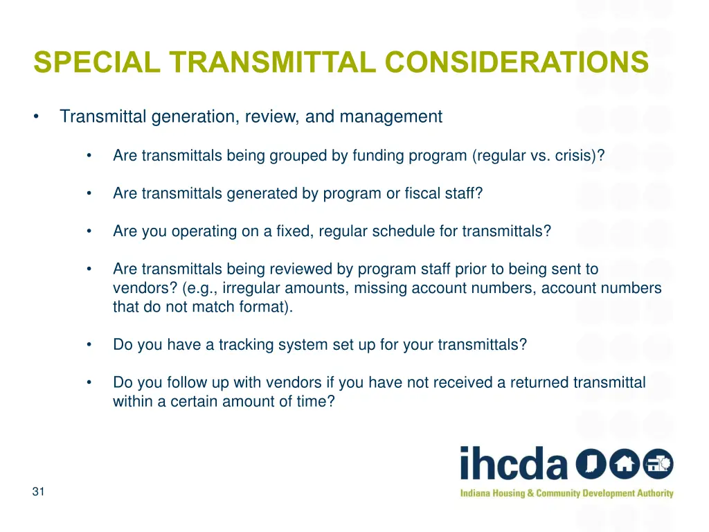 special transmittal considerations