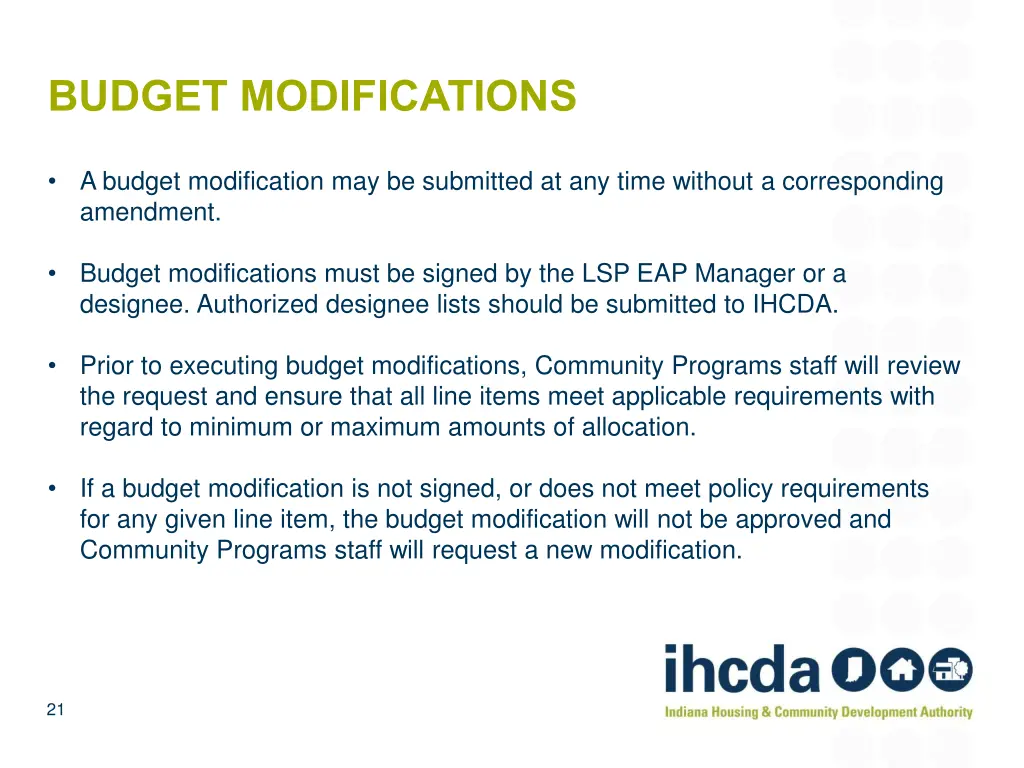 budget modifications