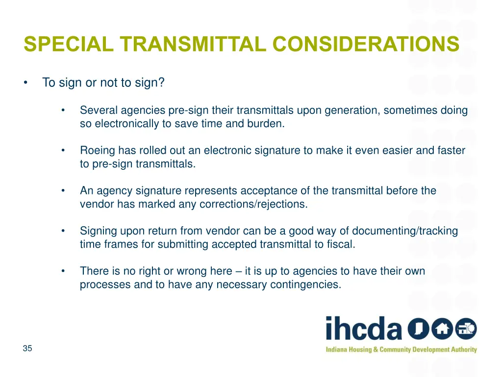 special transmittal considerations 1