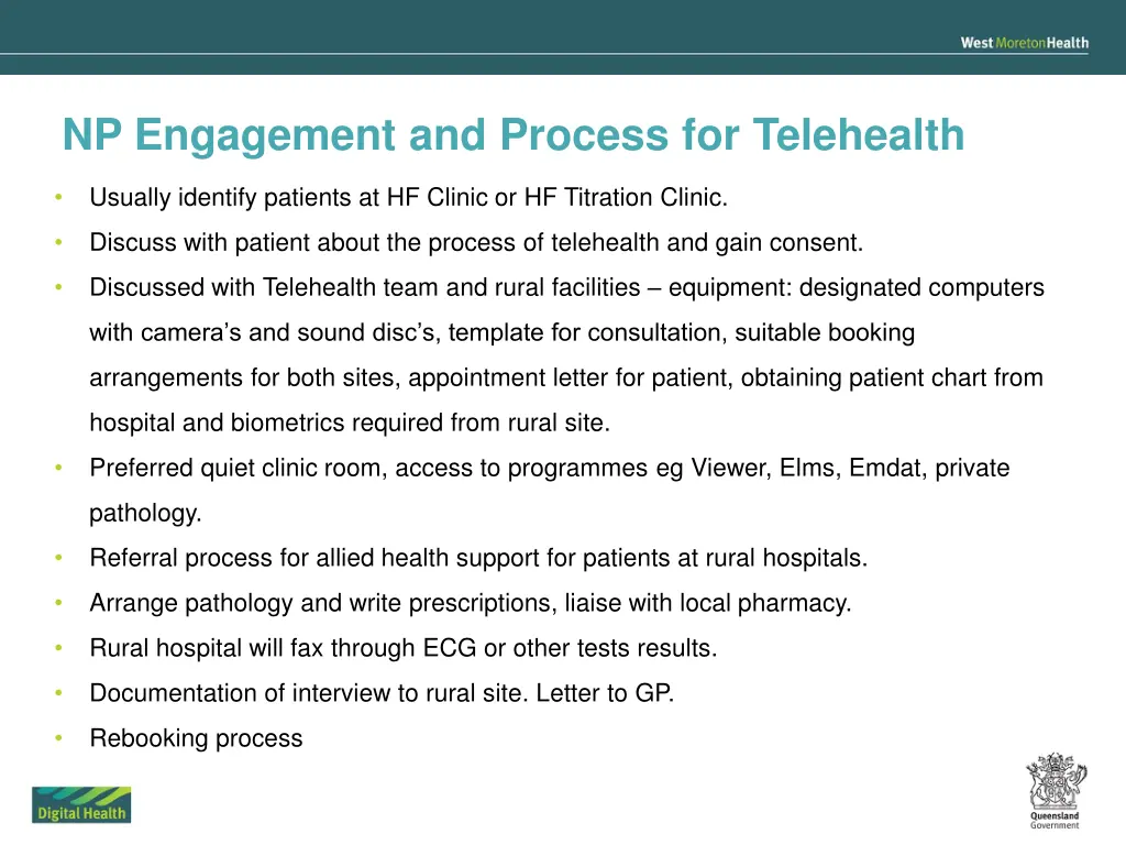 np engagement and process for telehealth