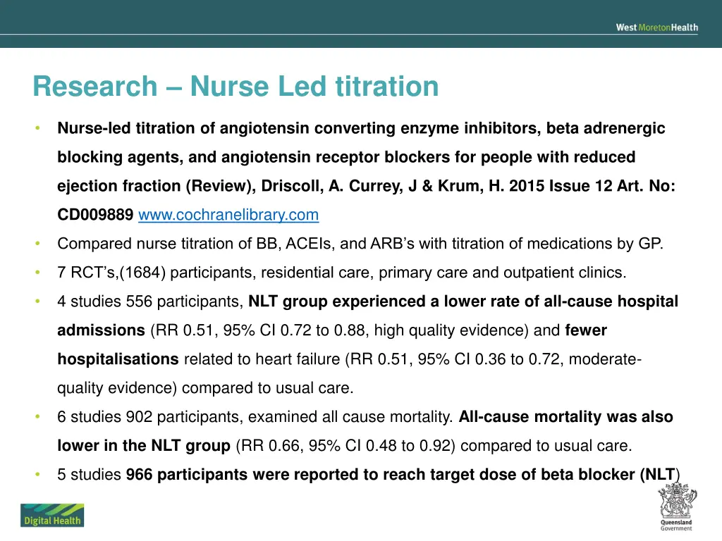 research nurse led titration