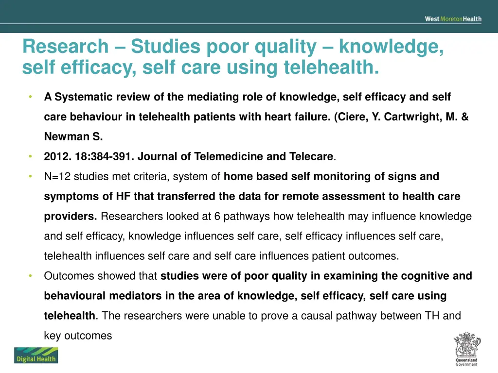 research studies poor quality knowledge self