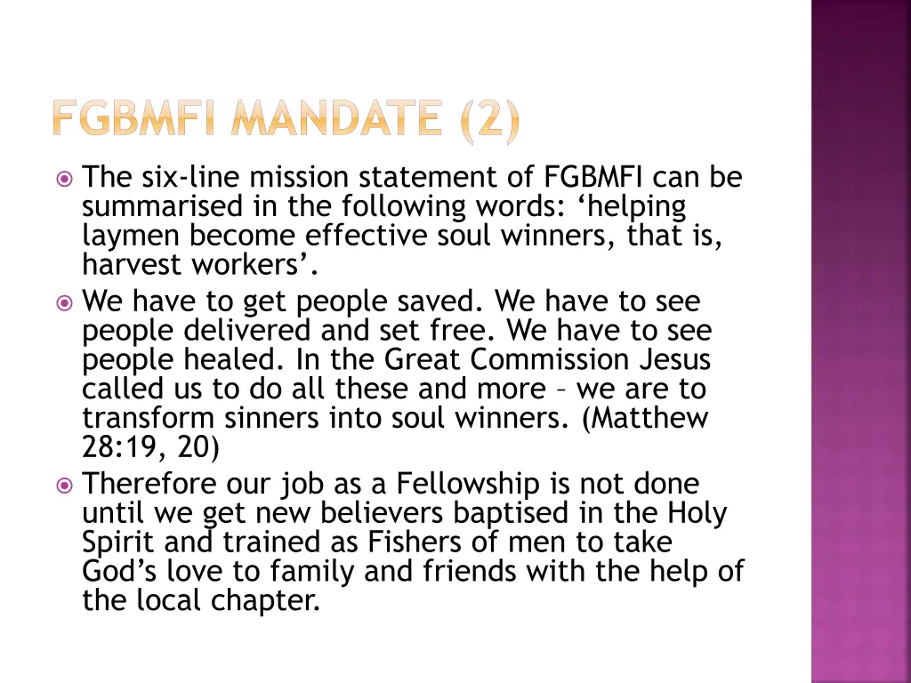 fgbmfi mandate 2