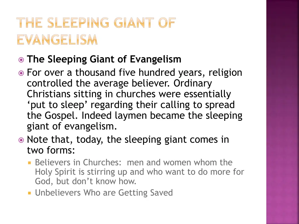 the sleeping giant of evangelism