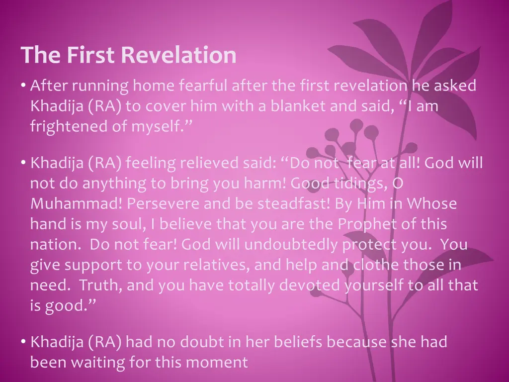 the first revelation after running home fearful