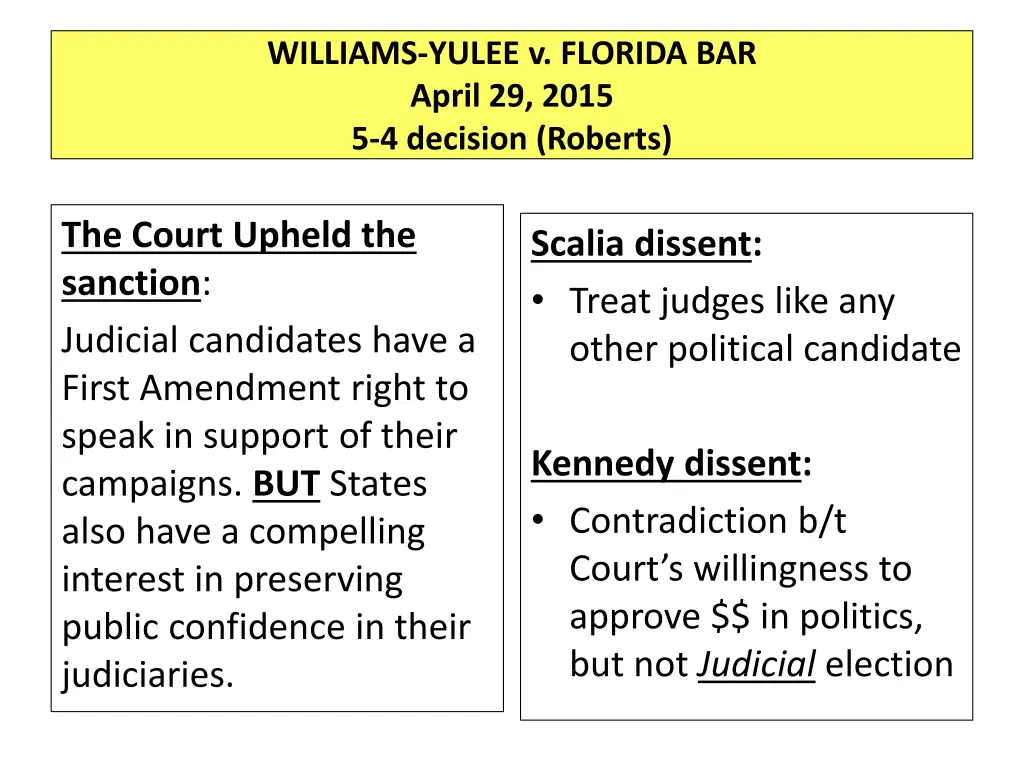 williams yulee v florida bar april 29 2015