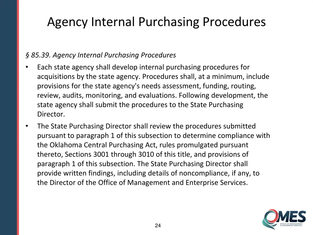 agency internal purchasing procedures