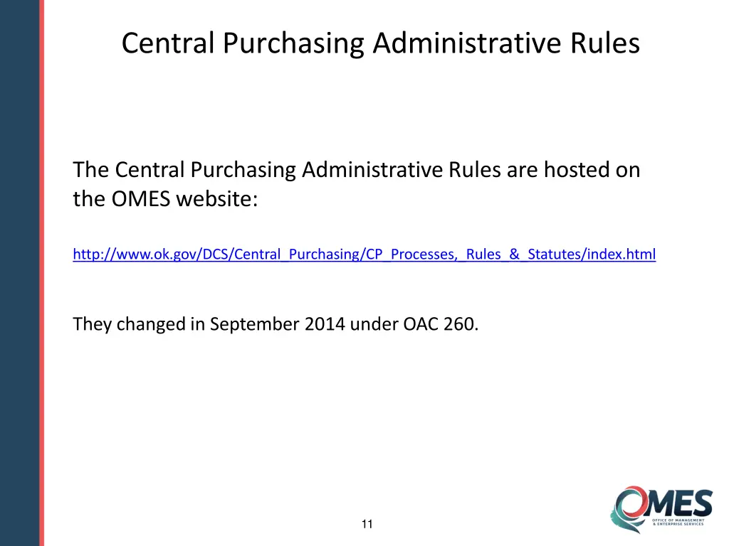 central purchasing administrative rules