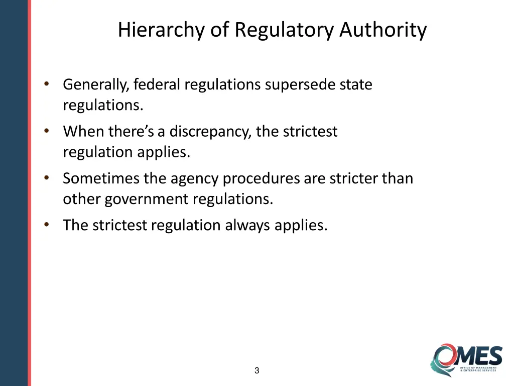 hierarchy of regulatory authority