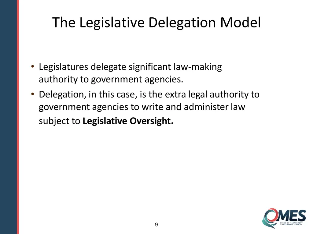 the legislative delegation model