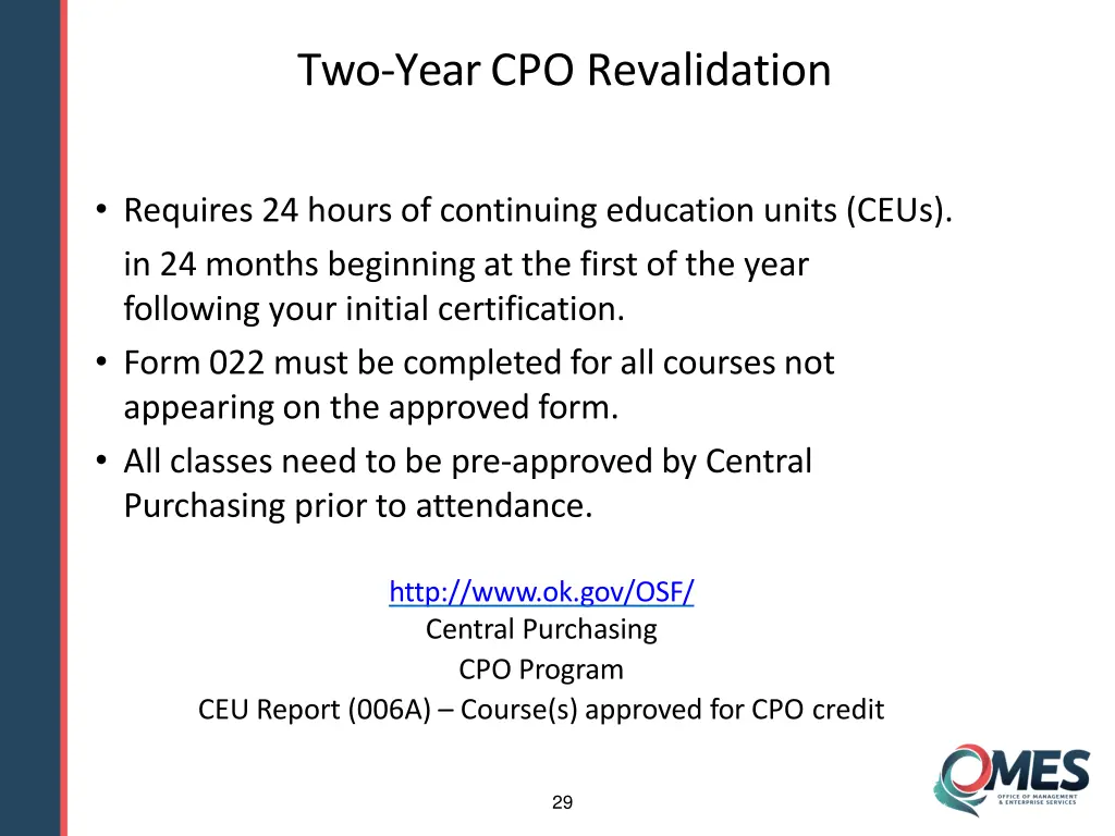 two year cpo revalidation