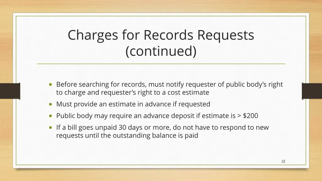 charges for records requests continued