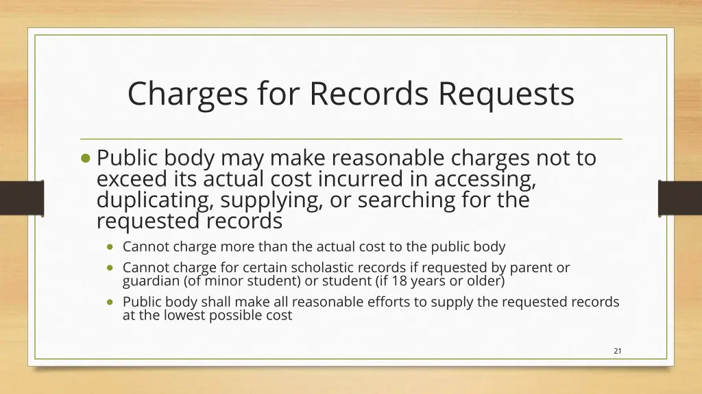 charges for records requests