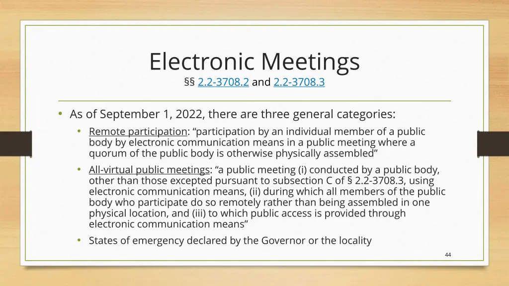 electronic meetings 2 2 3708 2 and 2 2 3708 3