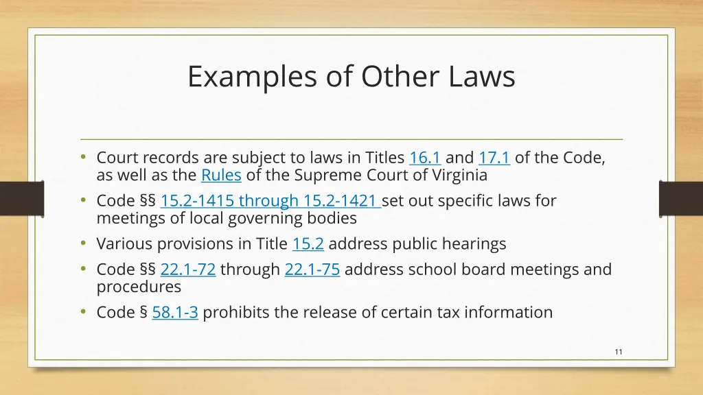 examples of other laws