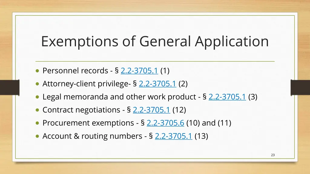 exemptions of general application