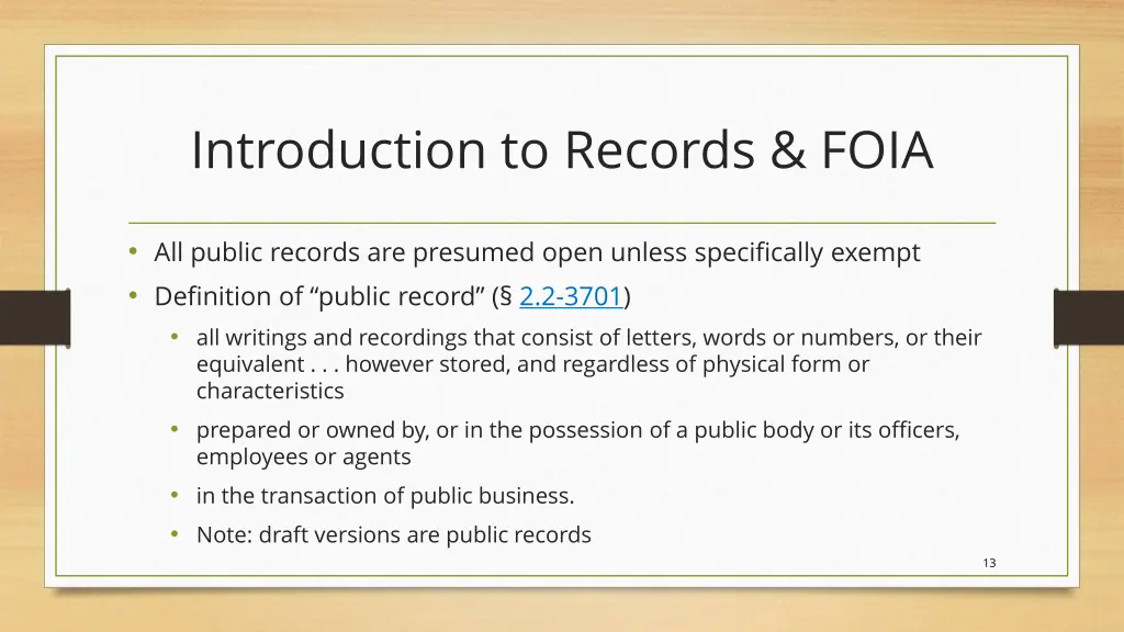 introduction to records foia