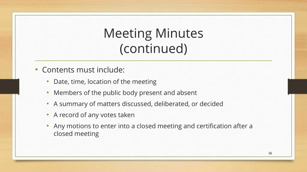 meeting minutes continued