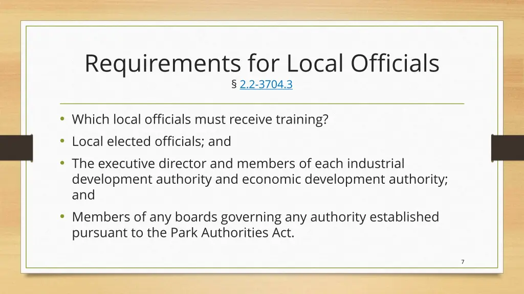 requirements for local officials 2 2 3704 3