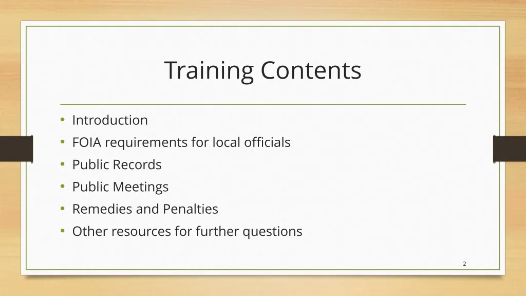 training contents