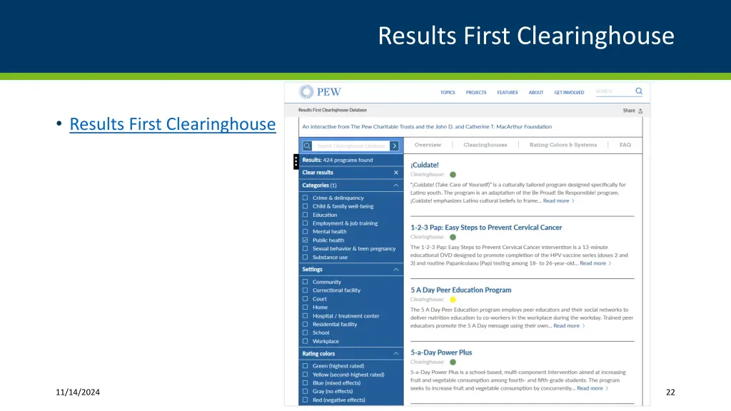 results first clearinghouse