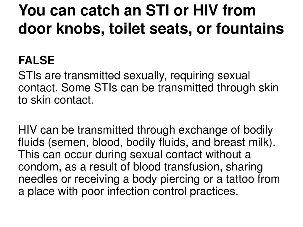 you can catch an sti or hiv from door knobs