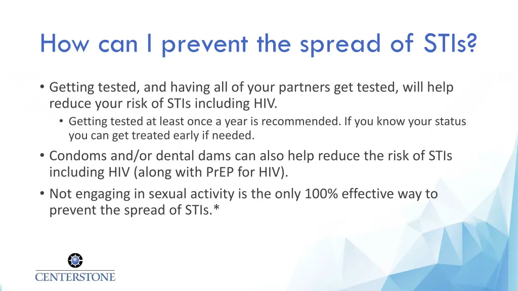 how can i prevent the spread of stis