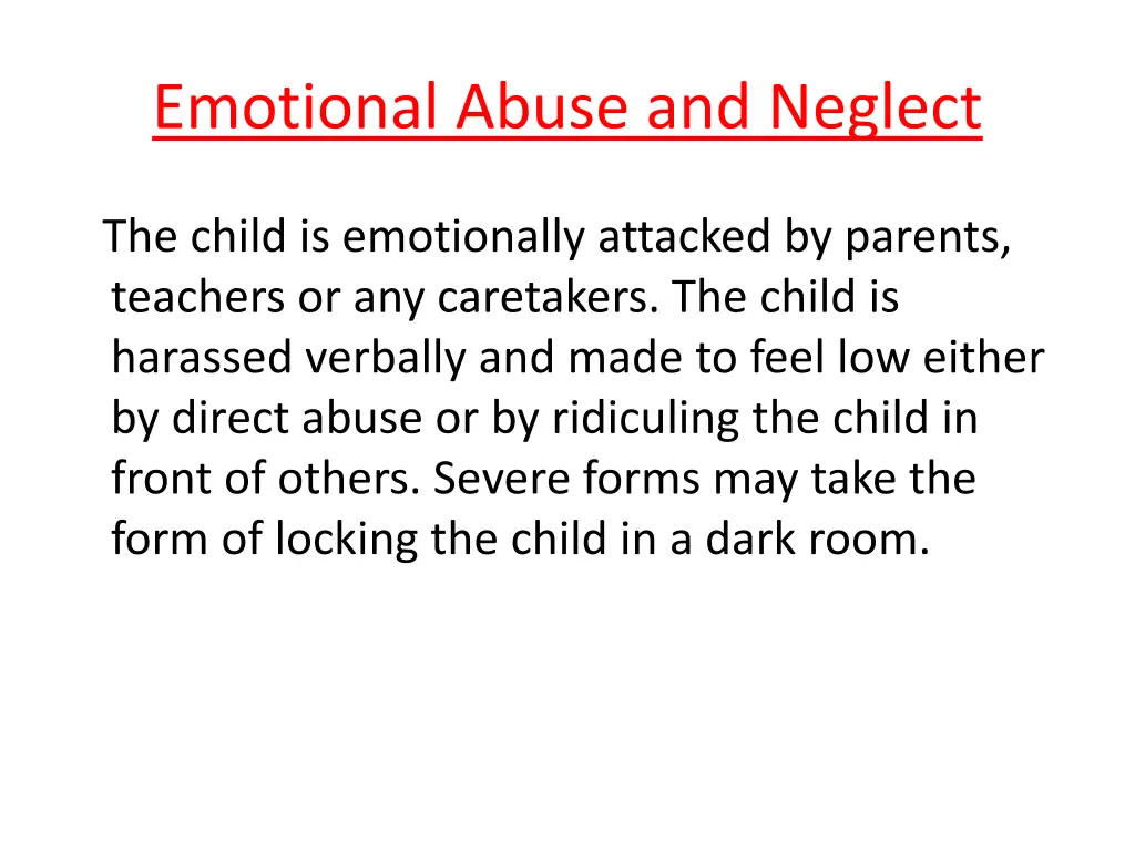 emotional abuse and neglect