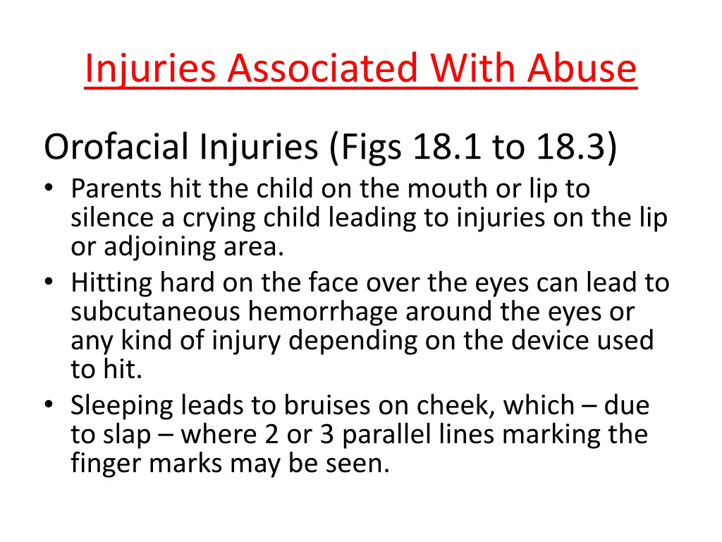 injuries associated with abuse