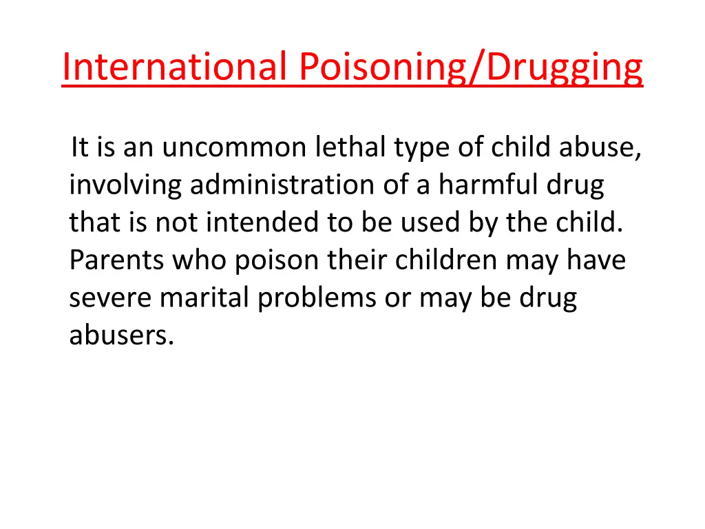 international poisoning drugging