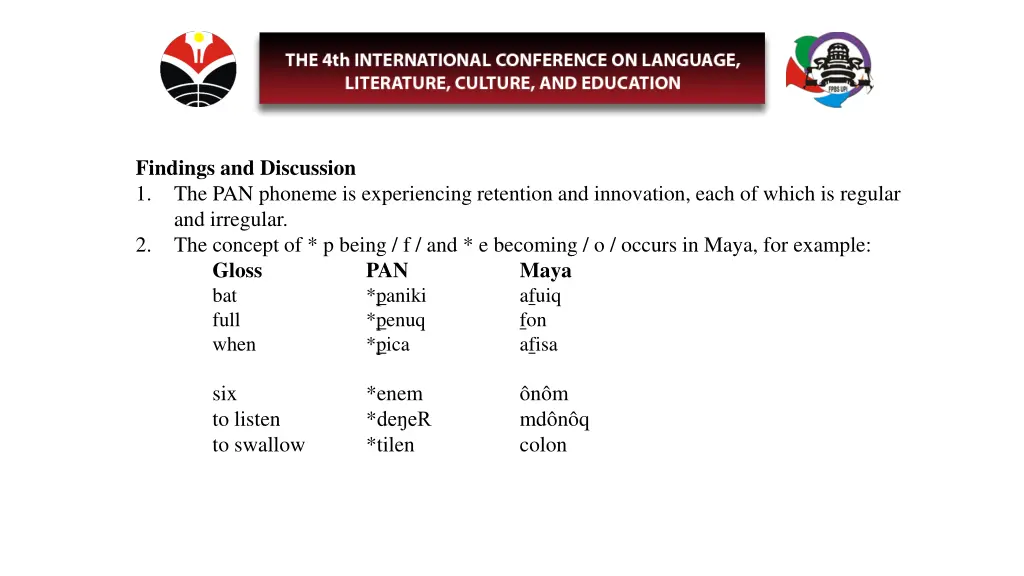 findings and discussion 1 the pan phoneme