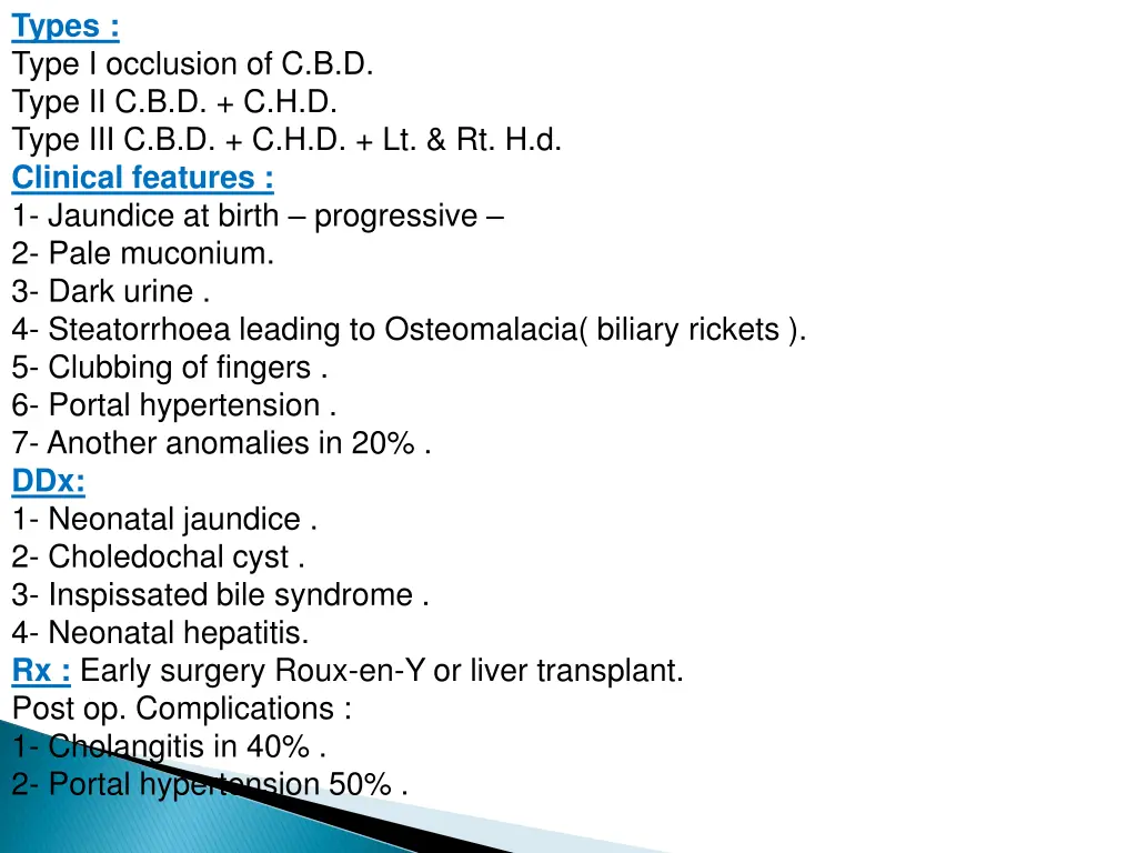 types type i occlusion of c b d type