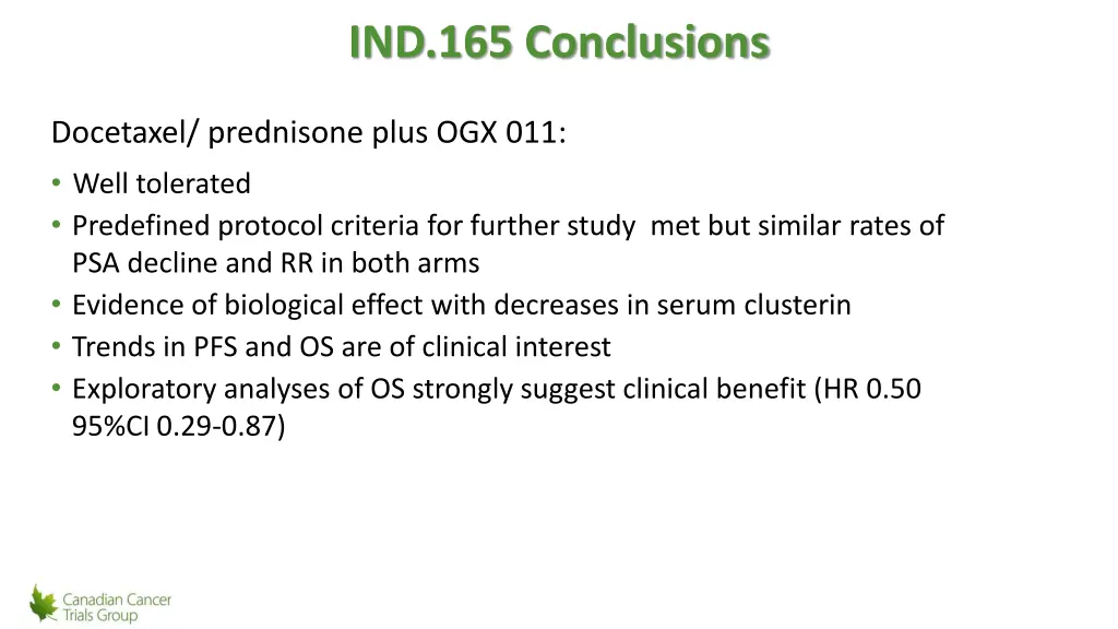 ind 165 conclusions