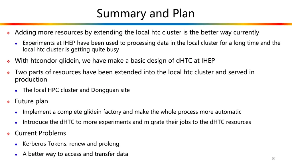 summary and plan