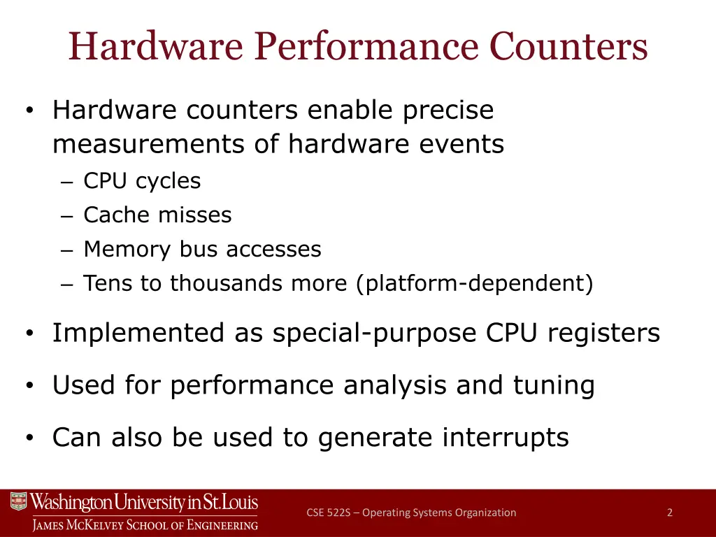 hardware performance counters