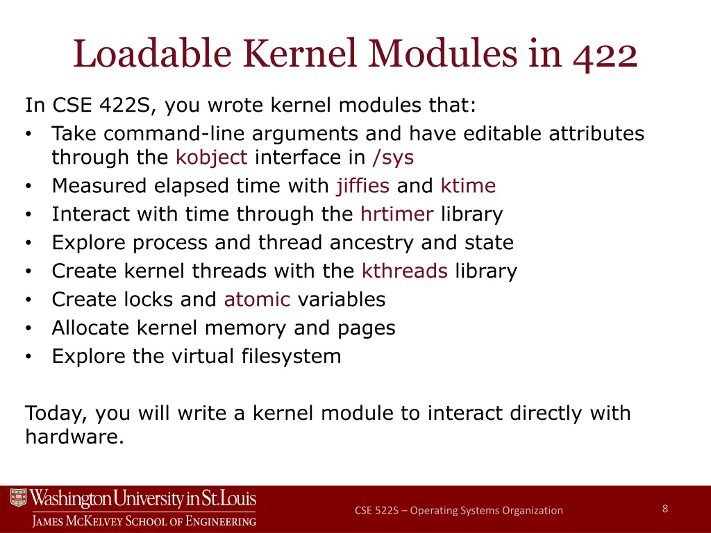 loadable kernel modules in 422